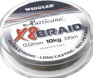 Clearance Hurricane X8 Braid harmaa 0,08mm 7,2kg 135m Siimat