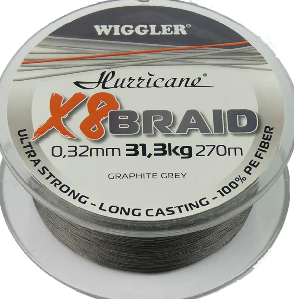 Clearance Hurricane X8 Braid harmaa 0,18mm 16,3kg 270m Siimat